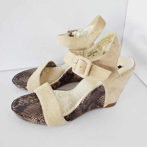 BROWNS Metallic Snakeskin Suede Wedges - Picture 6 of 6